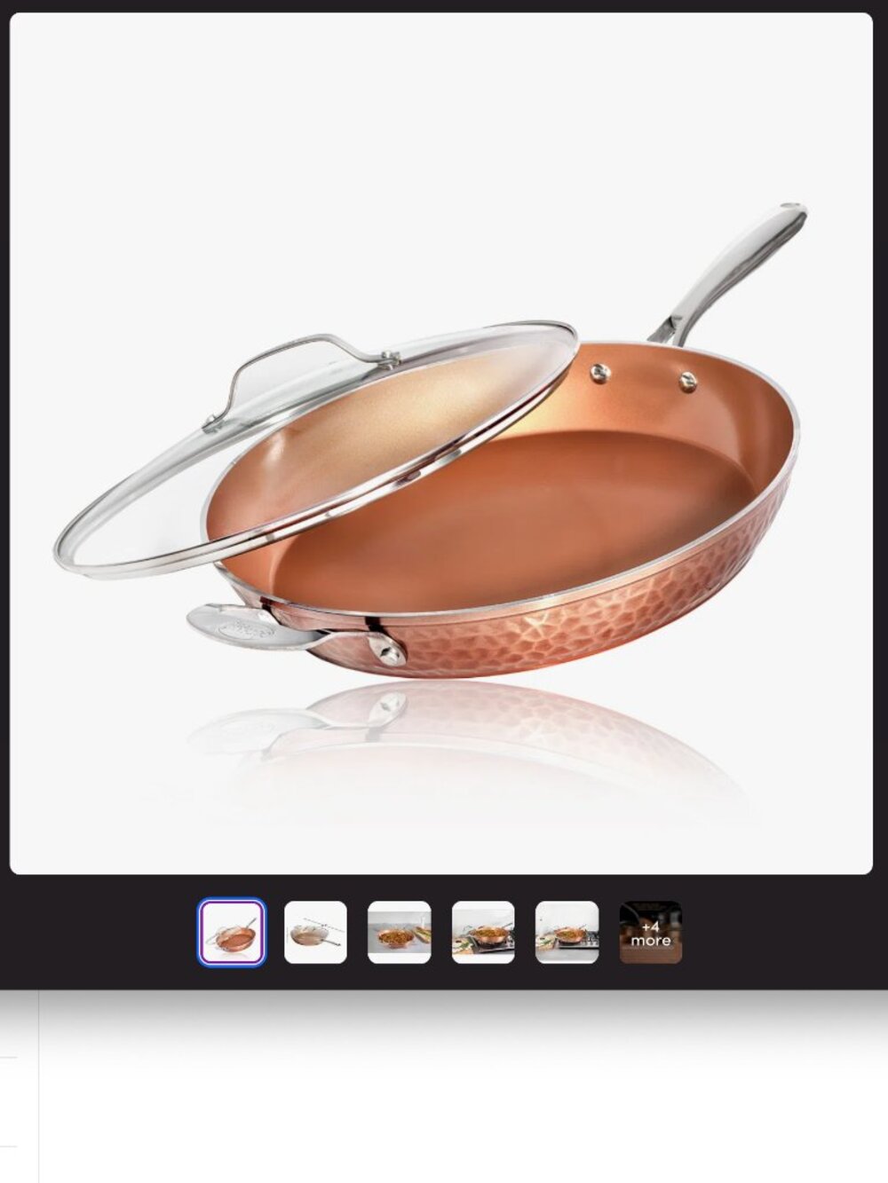 Hammered Copper Nonstick 14” Frying Pan w/ Lid